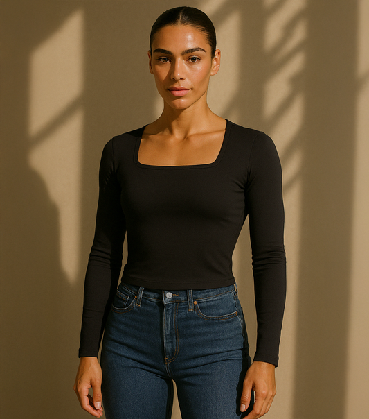 SQUARE NECKLINE T-SHIRT - SHADOWS