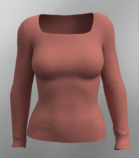 Square Neckline Shirt - Dusky Rose