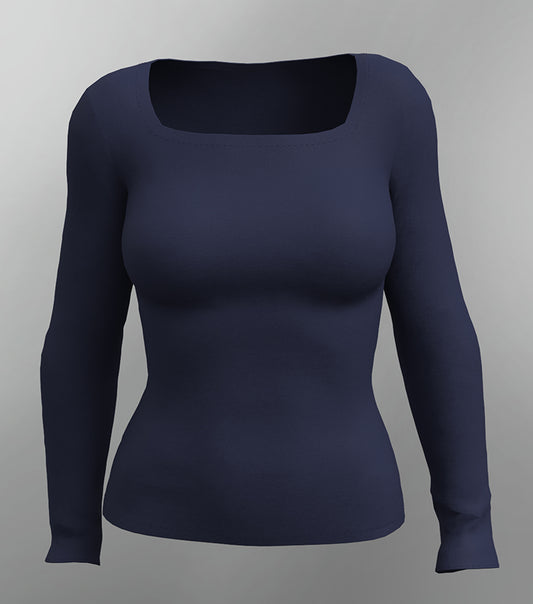 Square Neckline Shirt - Nocturne Blue