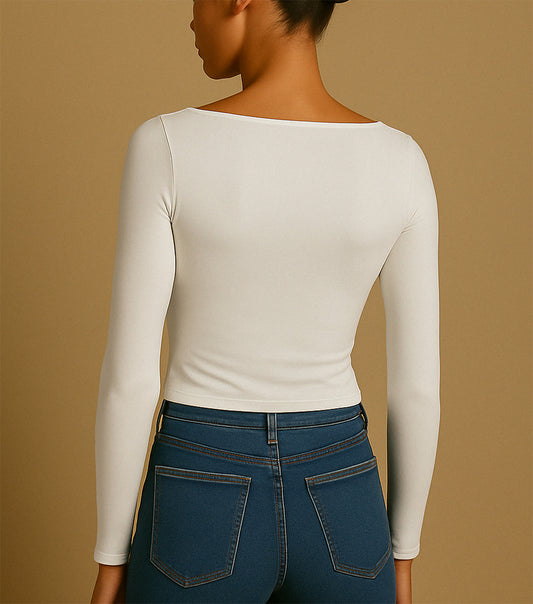 SQUARE NECKLINE T-SHIRT - COTTON CLOUD