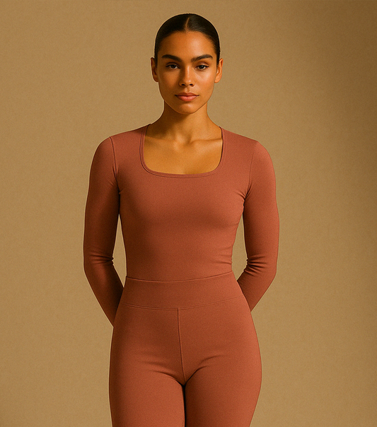 SQUARE NECKLINE T-SHIRT - DUSKY ROSE